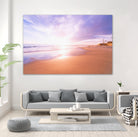 Sunset Beach Scene, Summertime, Pastel Sky by Petra Lang on GIANT ART - pink photo illustration