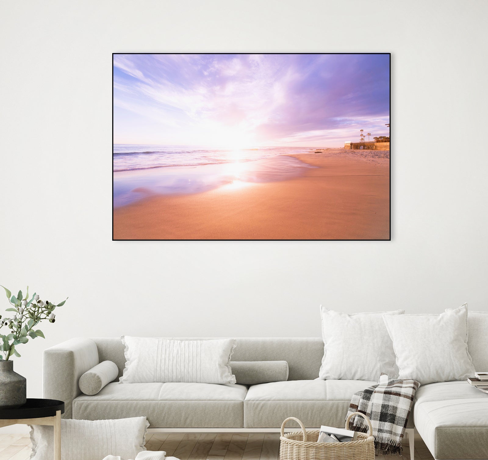 Sunset Beach Scene, Summertime, Pastel Sky by Petra Lang on GIANT ART - pink photo illustration