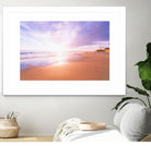 Sunset Beach Scene, Summertime, Pastel Sky by Petra Lang on GIANT ART - pink photo illustration