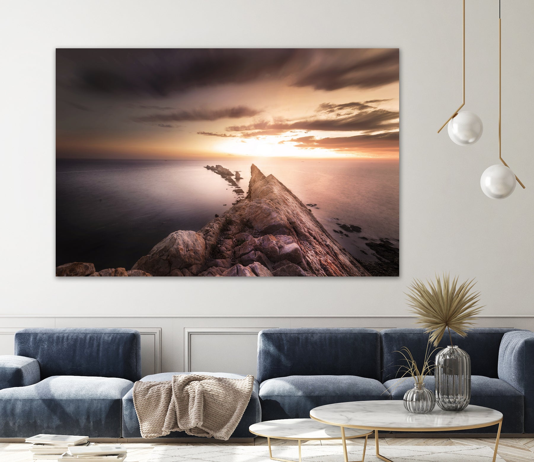 Sunset  Coast, Waves and Rocks by Petra Lang on GIANT ART - brown photo illustration