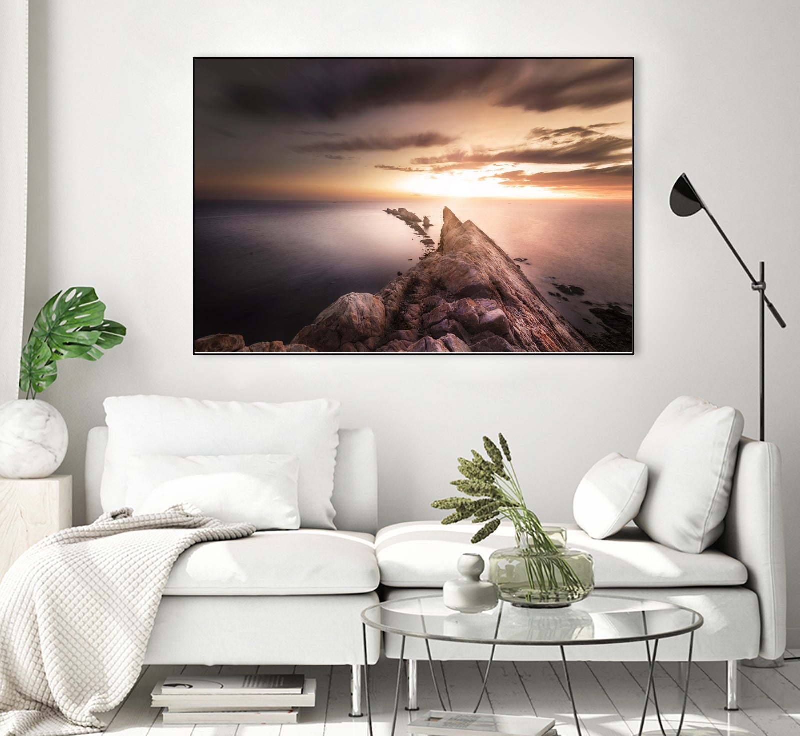 Sunset  Coast, Waves and Rocks by Petra Lang on GIANT ART - brown photo illustration