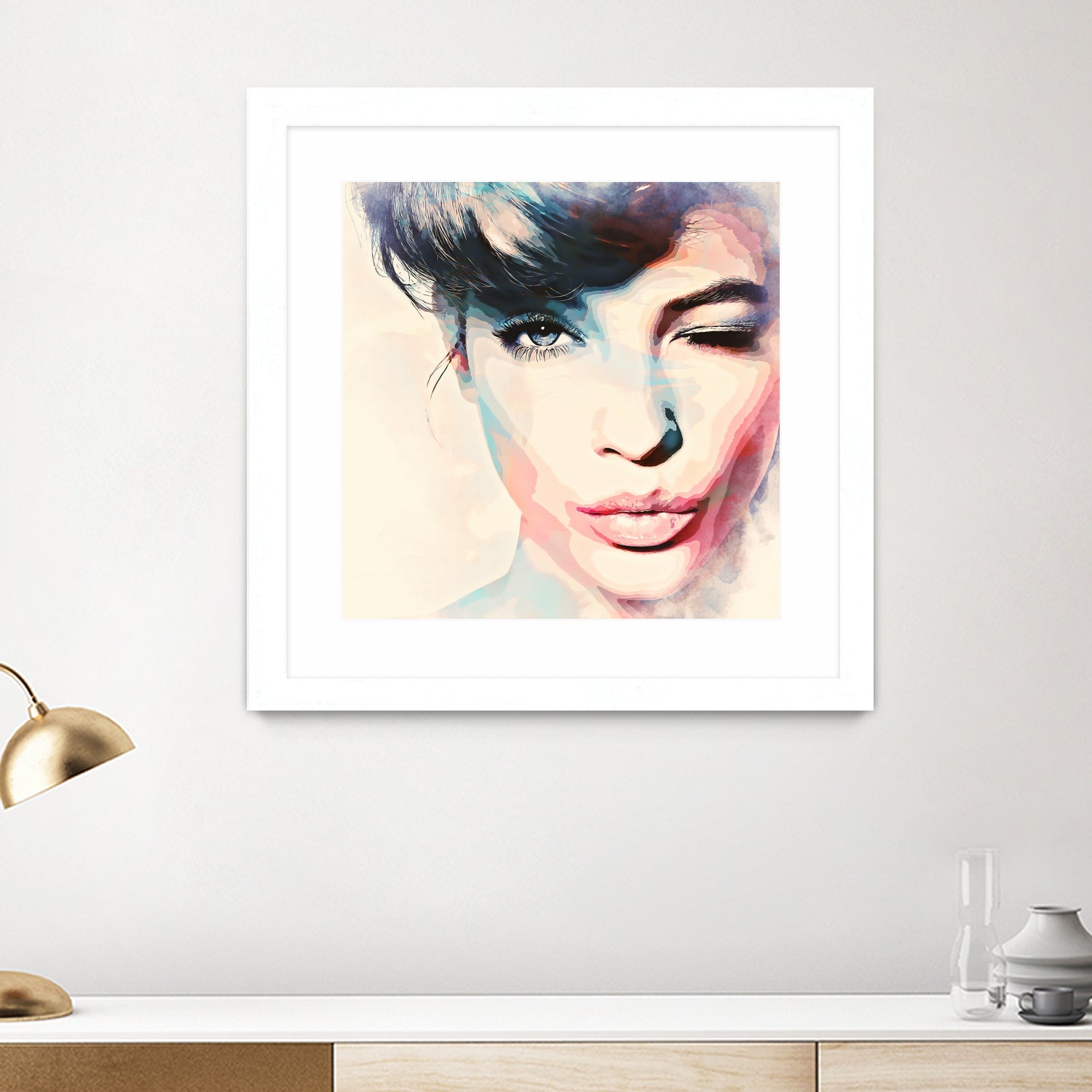 wink - painting watercolor by CADET Pierre on GIANT ART - blue digital painting