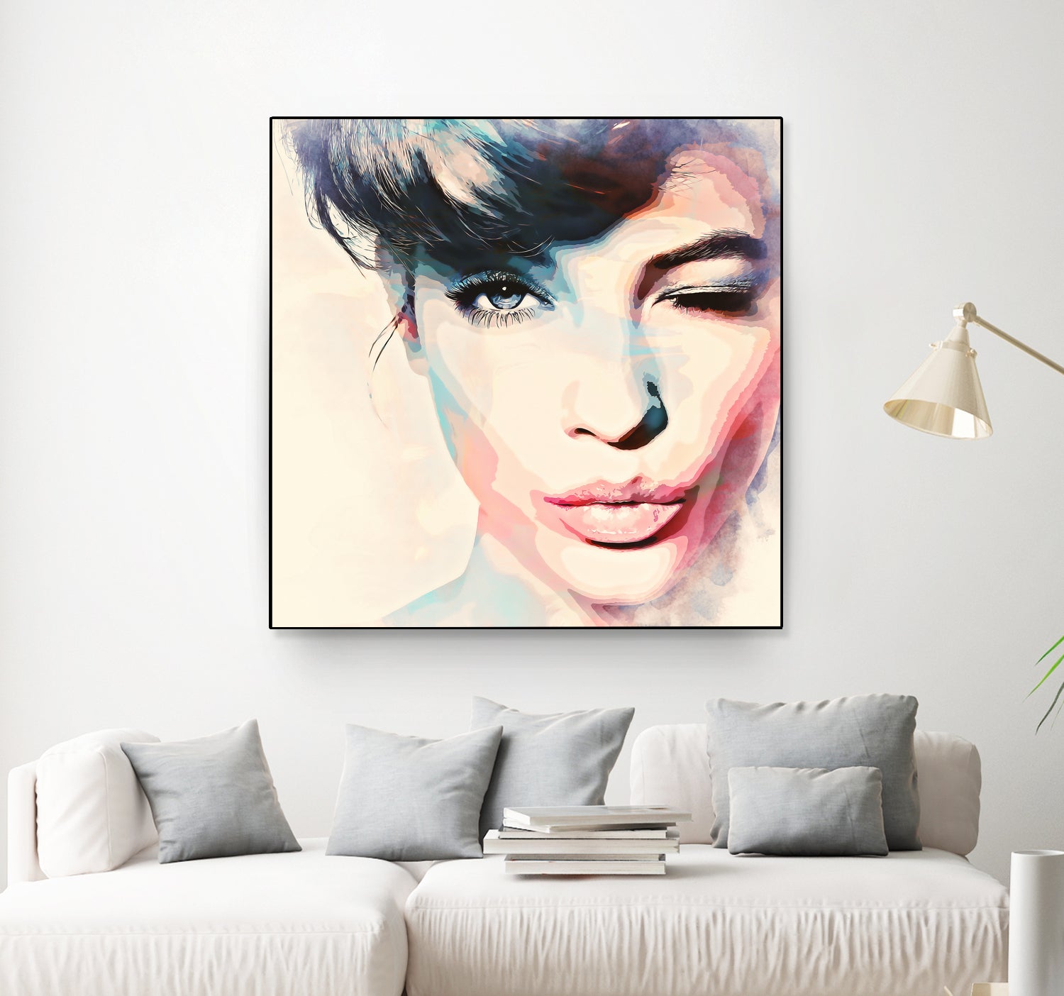 wink - painting watercolor by CADET Pierre on GIANT ART - blue digital painting