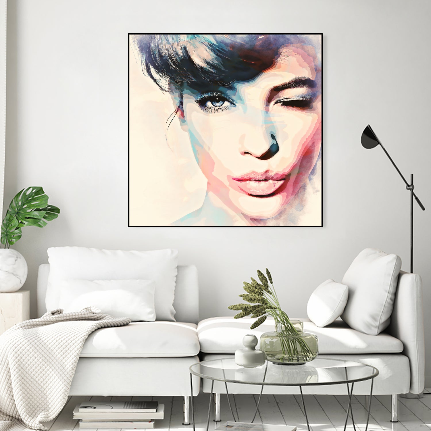 wink - painting watercolor by CADET Pierre on GIANT ART - blue digital painting