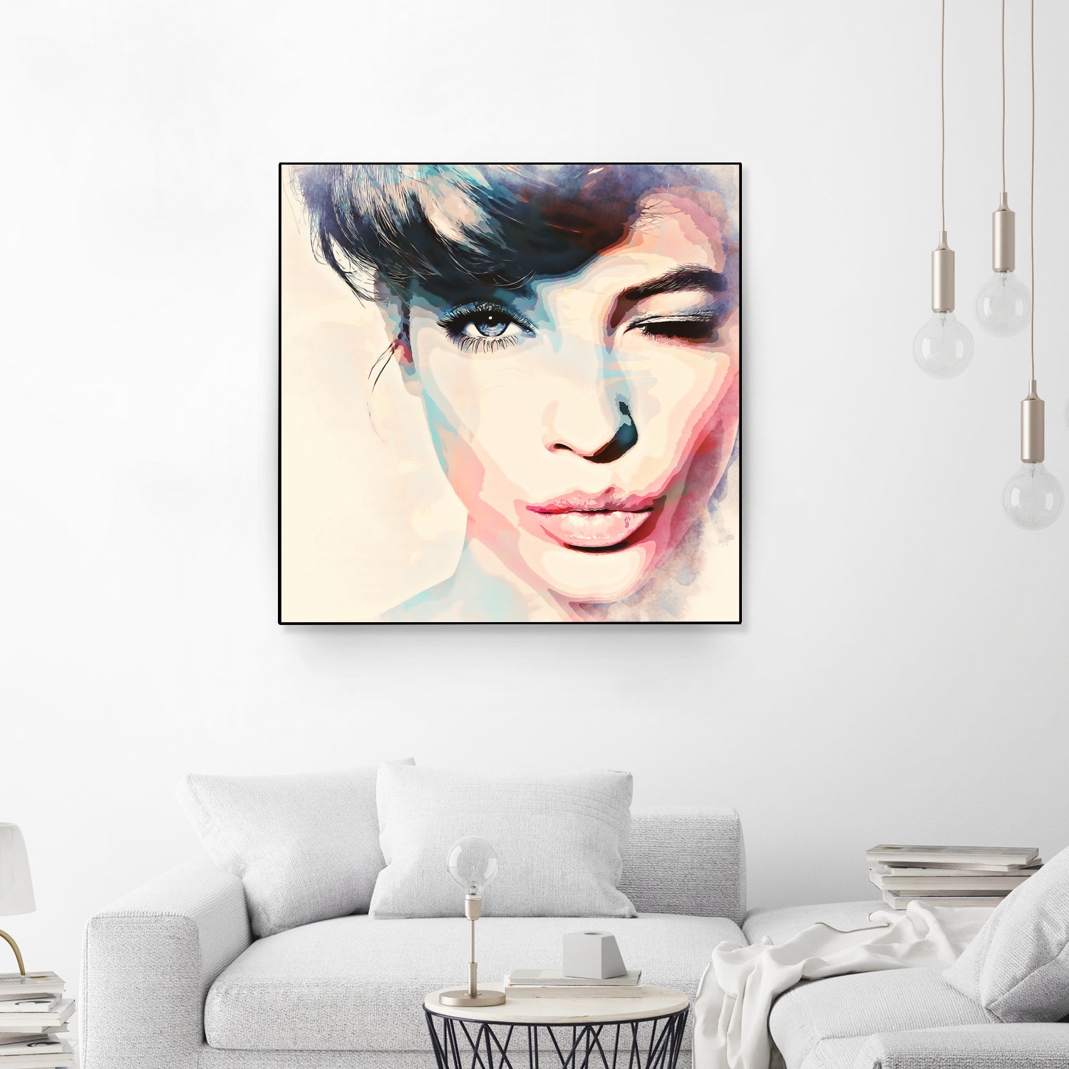 wink - painting watercolor by CADET Pierre on GIANT ART - blue digital painting