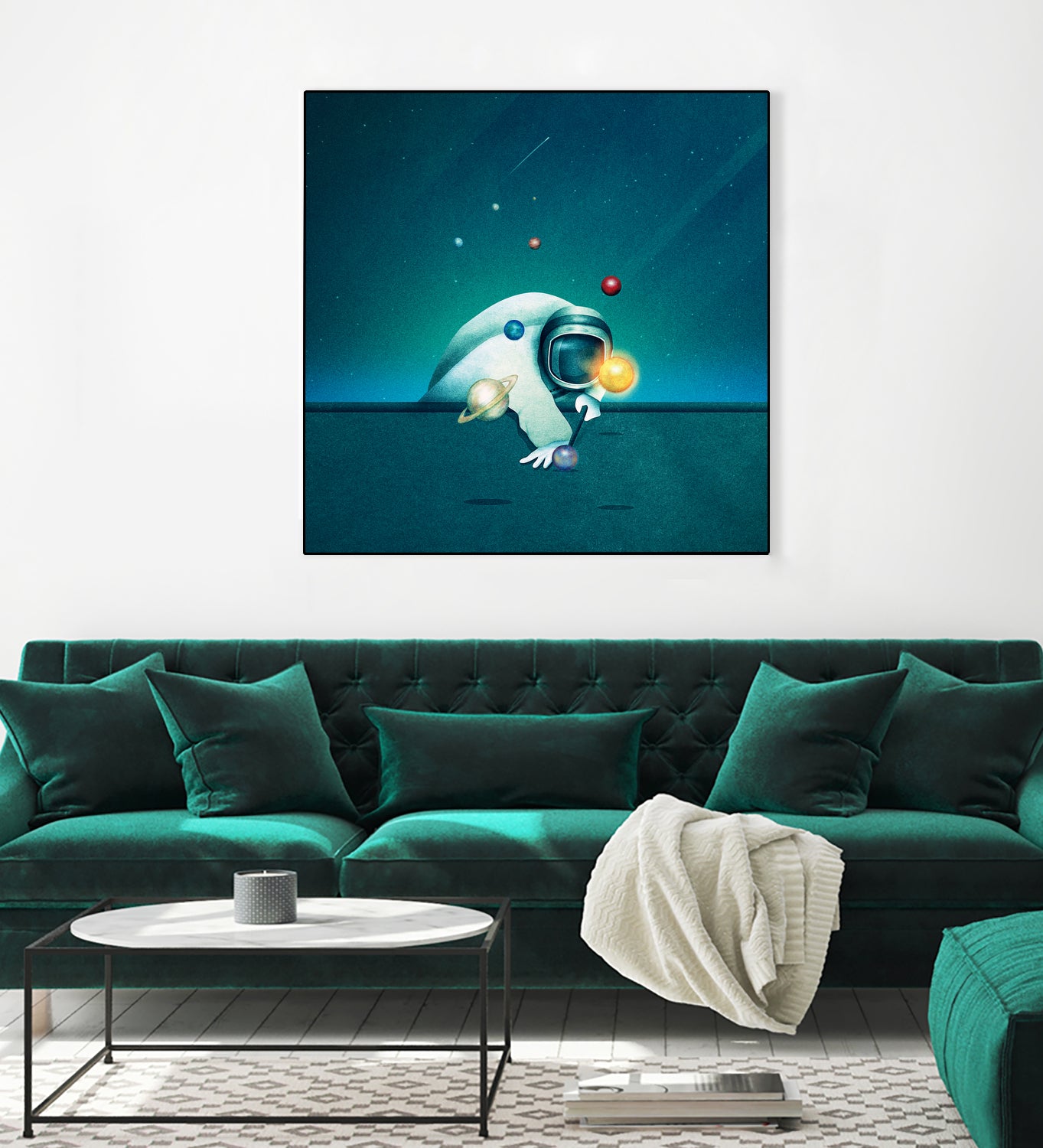 Astronaut Billards by Romina Lutz on GIANT ART - green digital painting