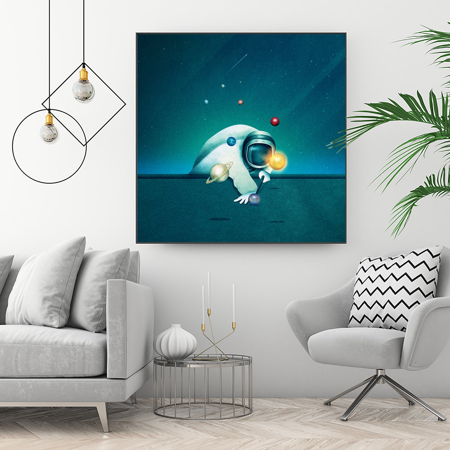 Astronaut Billards by Romina Lutz on GIANT ART - green digital painting