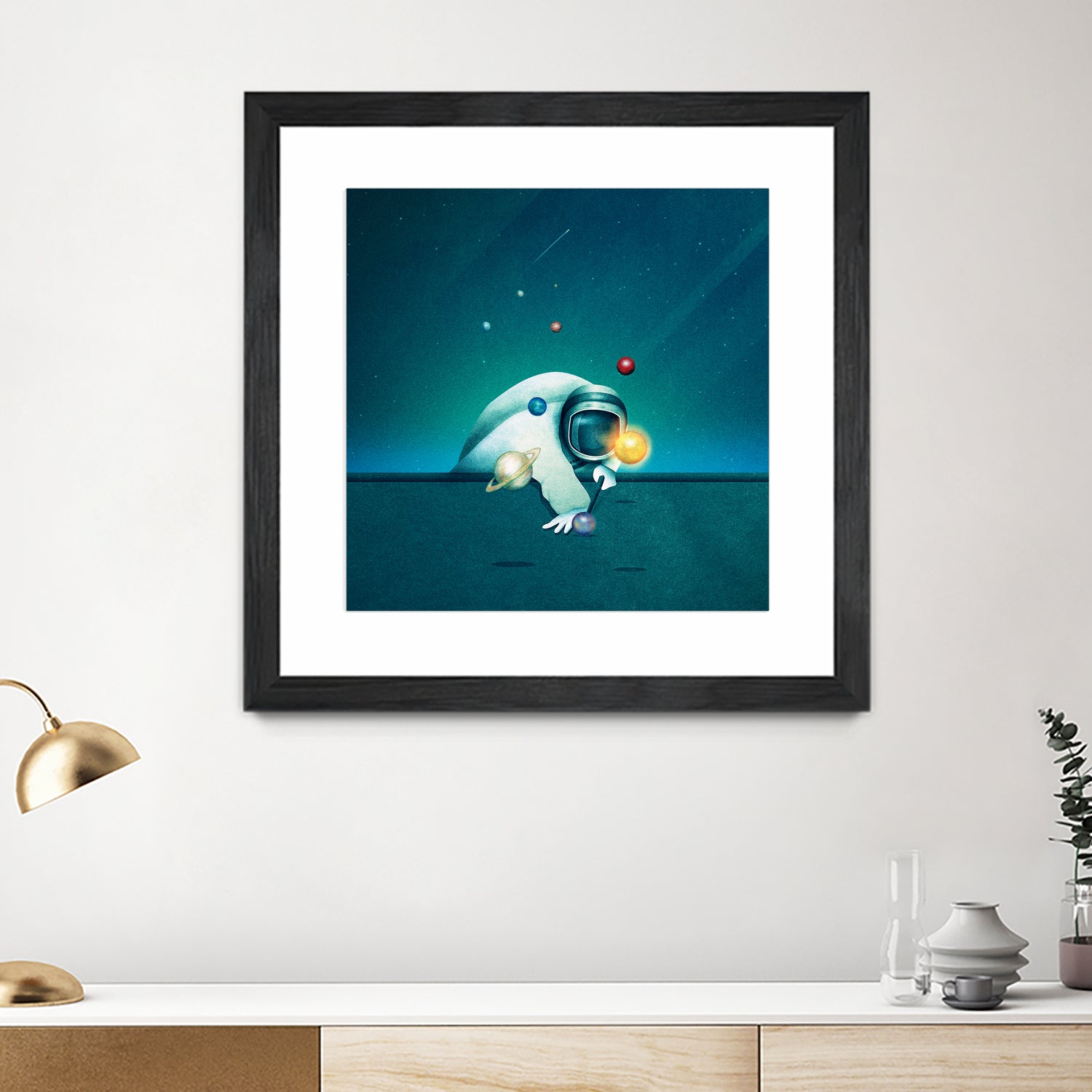 Astronaut Billards by Romina Lutz on GIANT ART - green digital painting