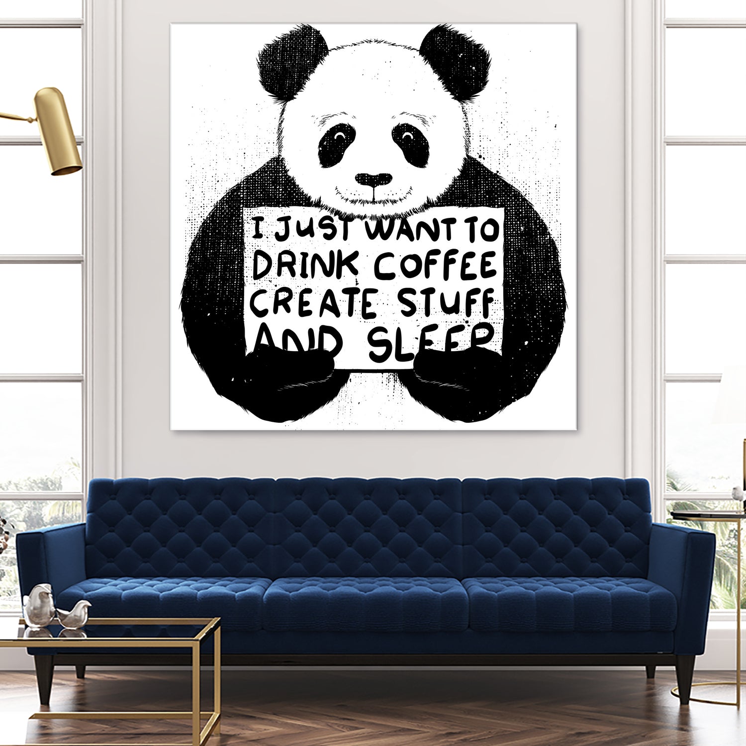 I Just Want to Drink Coffee Creates Stuff and Sleep by Tobias Fonseca on GIANT ART - white digital painting