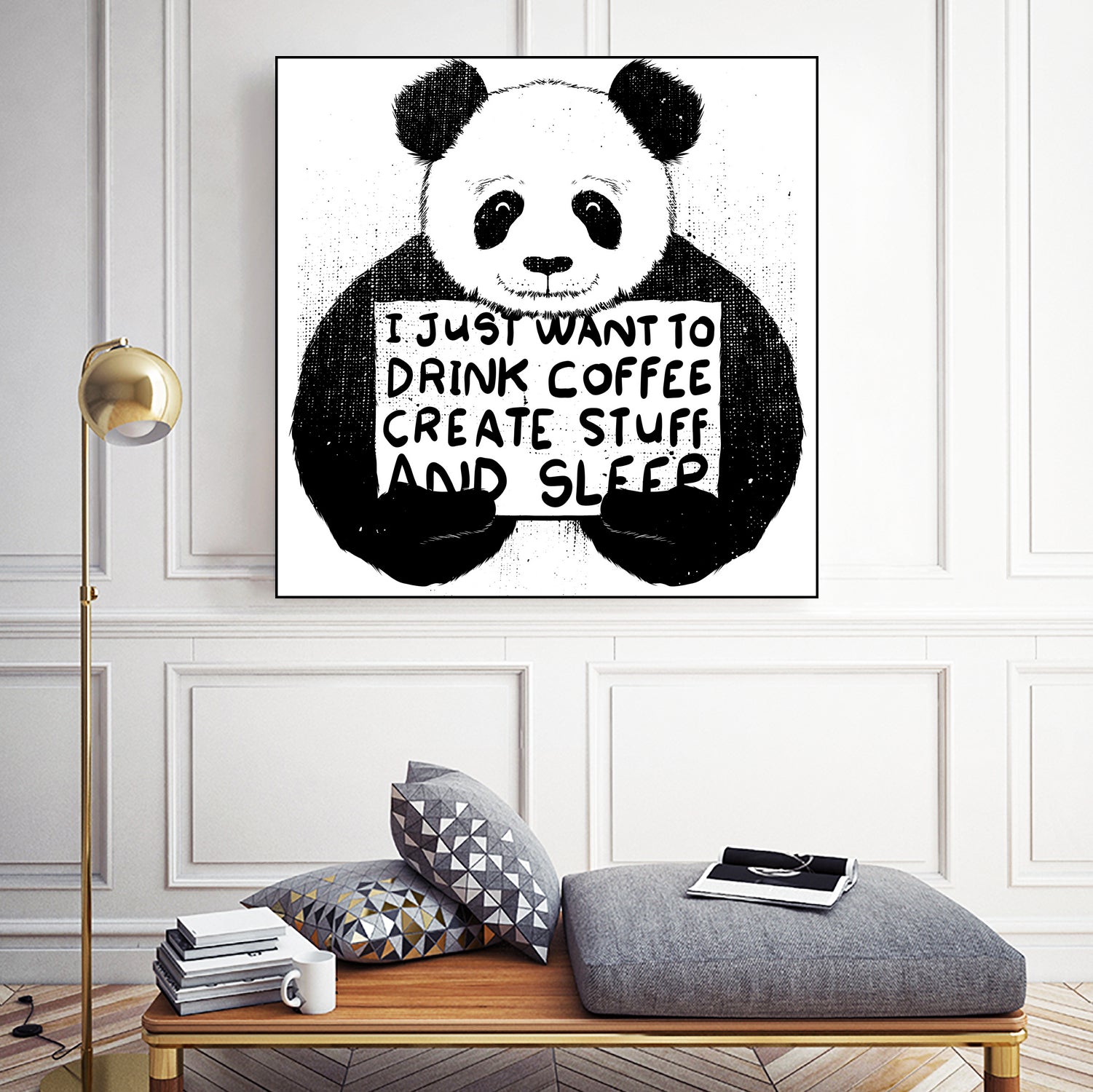 I Just Want to Drink Coffee Creates Stuff and Sleep by Tobias Fonseca on GIANT ART - white digital painting