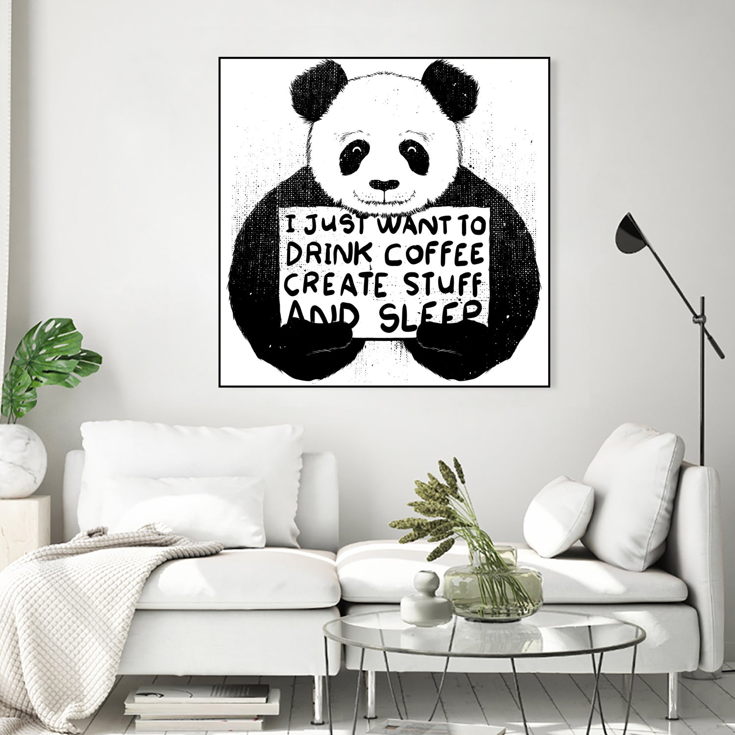 I Just Want to Drink Coffee Creates Stuff and Sleep by Tobias Fonseca on GIANT ART - white digital painting