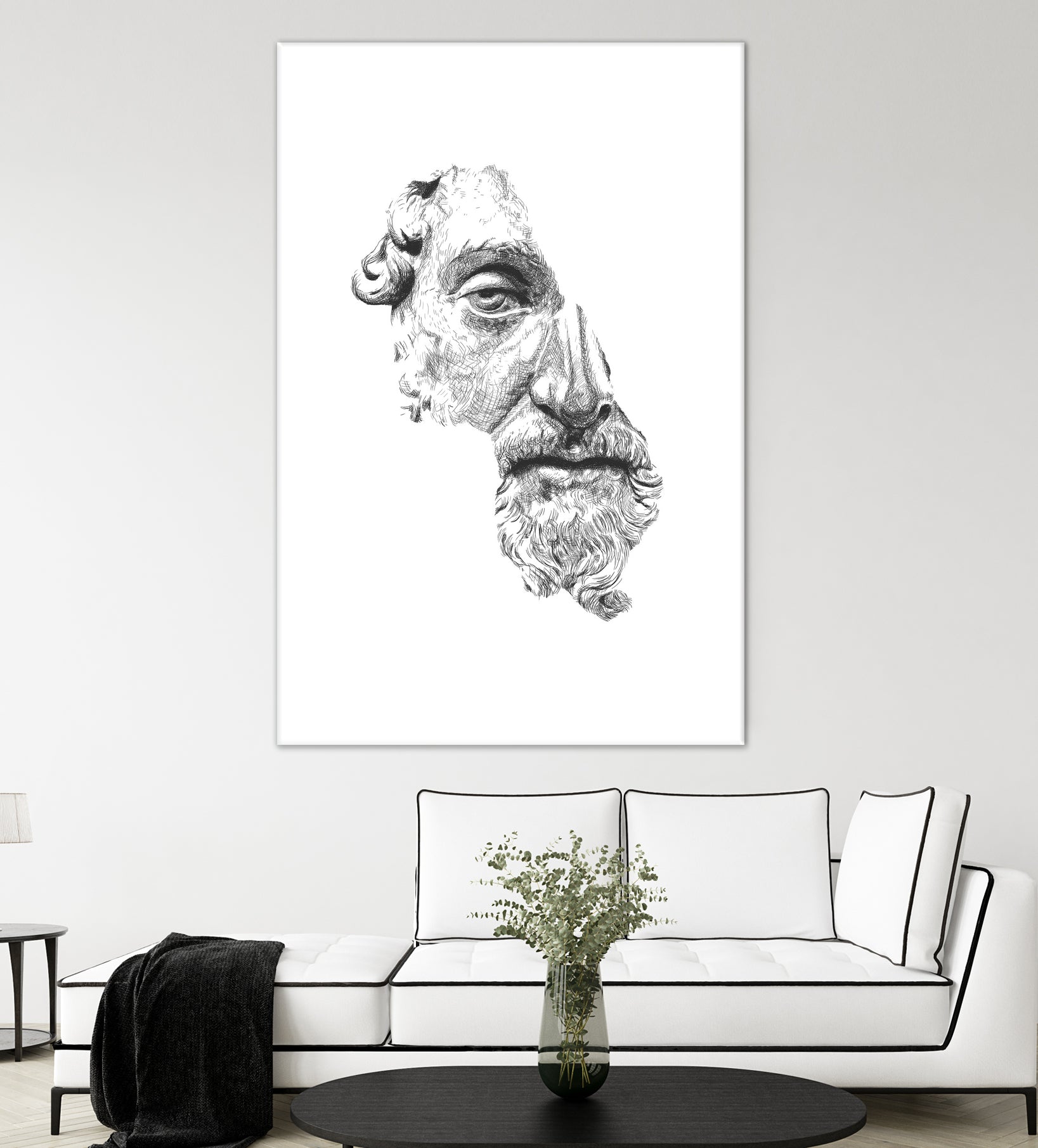 MARCUS AURELIUS ANTONINUS AUGUSTUS / black / white by Daniel Coulmann on GIANT ART - white digital drawing