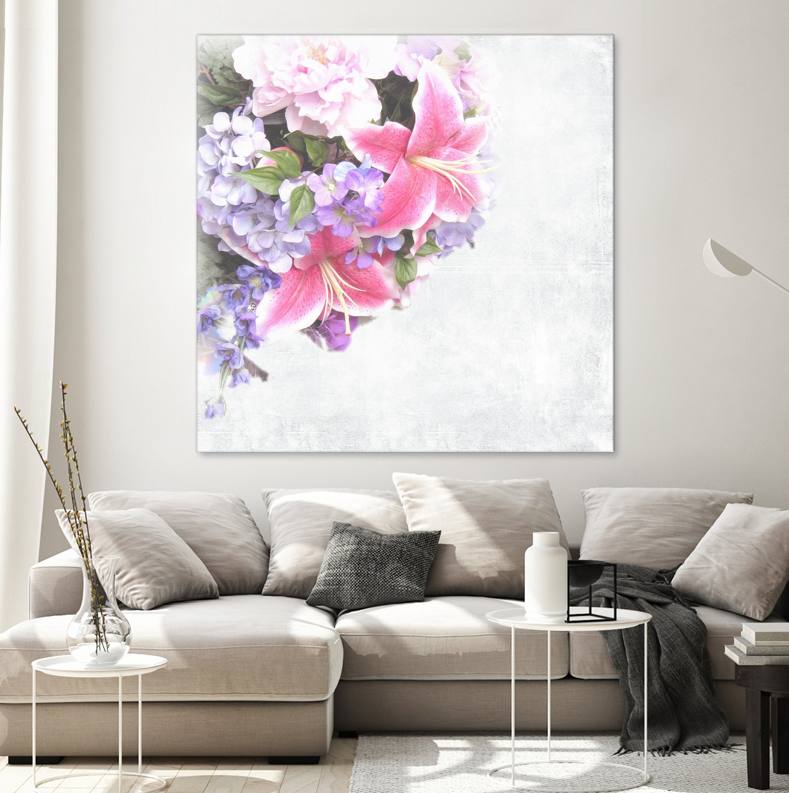 Vintage Flowers Lily by Sven Herkenrath on GIANT ART - pink mixed media