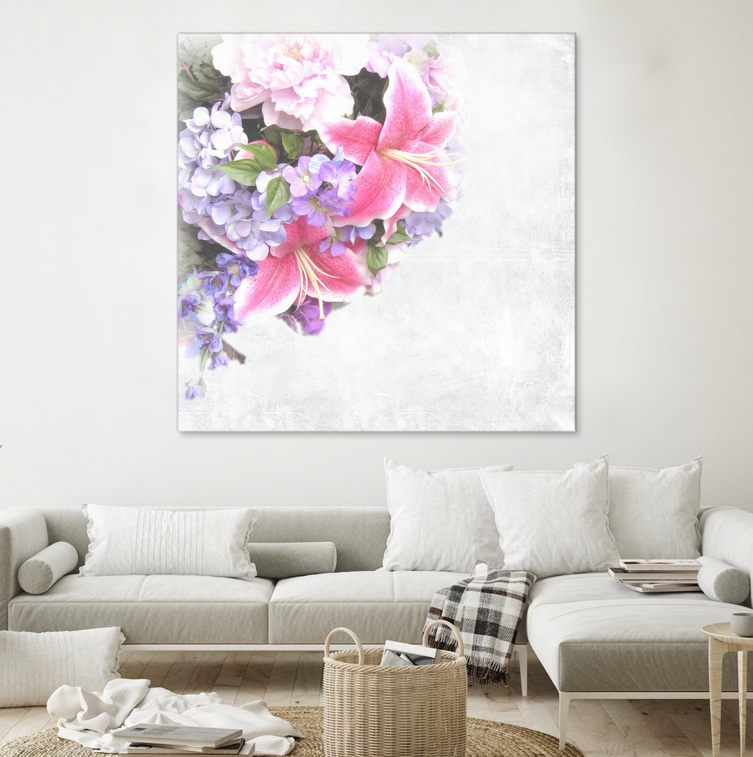 Vintage Flowers Lily by Sven Herkenrath on GIANT ART - pink mixed media