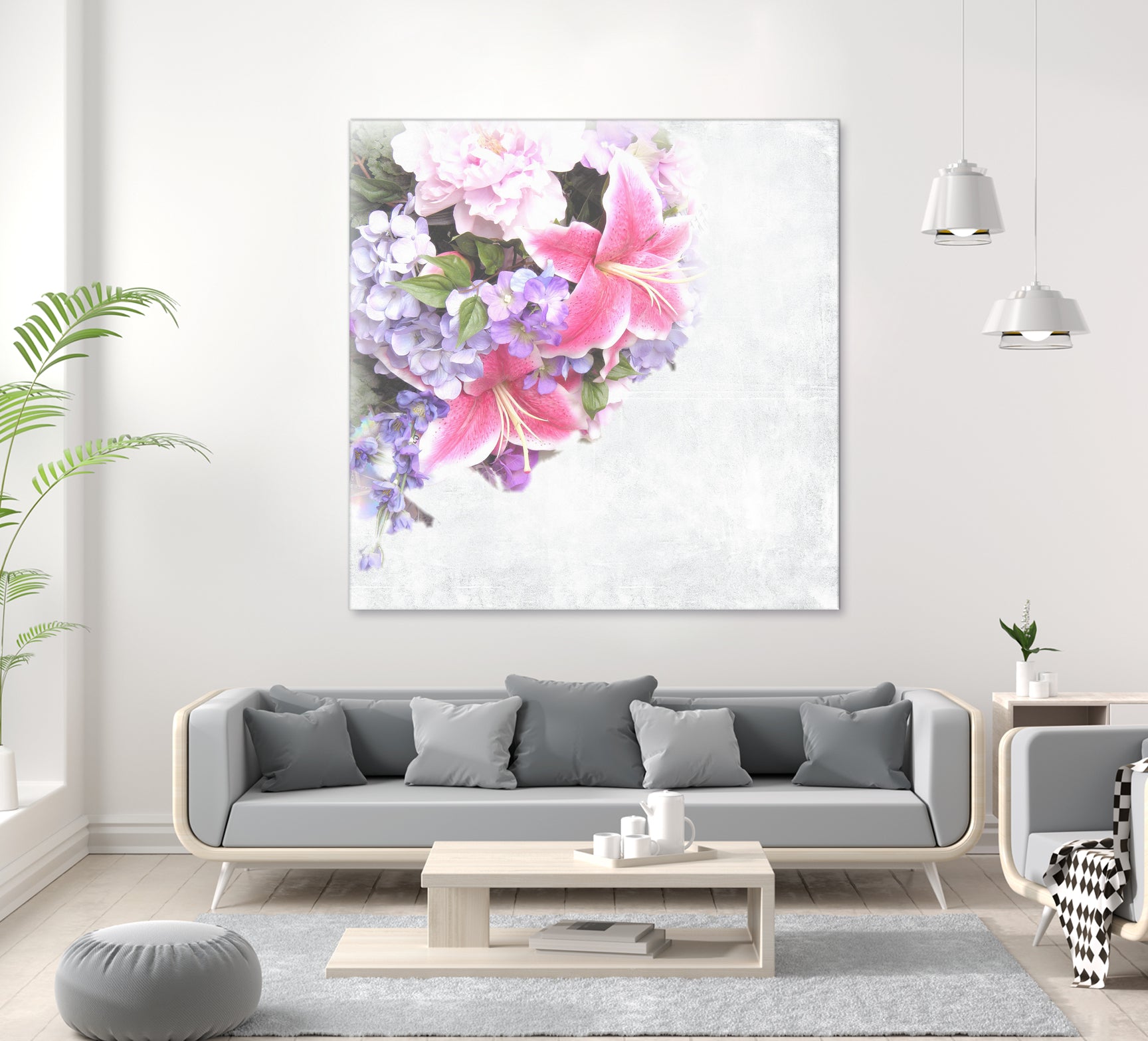 Vintage Flowers Lily by Sven Herkenrath on GIANT ART - pink mixed media