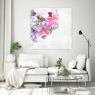 Vintage Flowers Lily by Sven Herkenrath on GIANT ART - pink mixed media