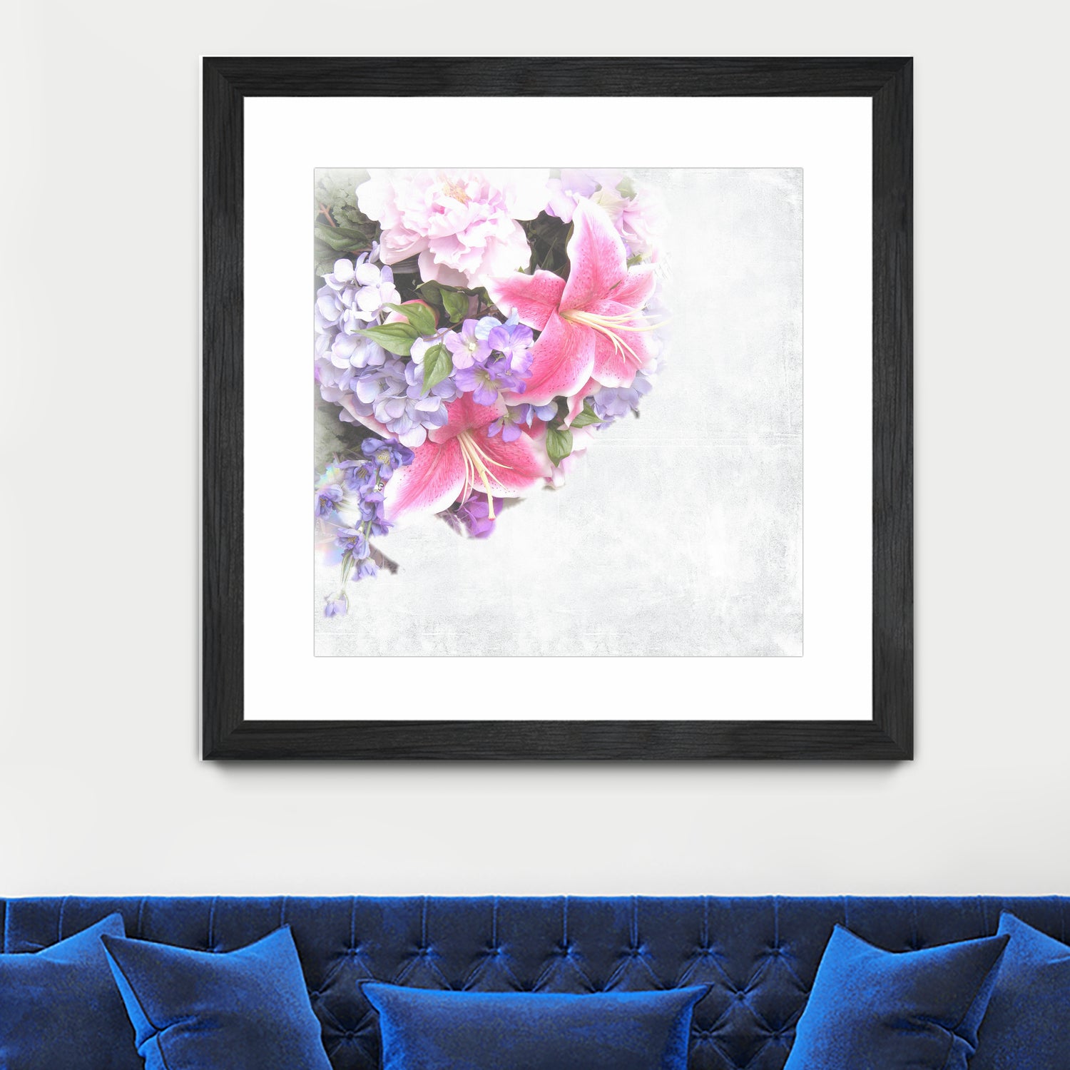 Vintage Flowers Lily by Sven Herkenrath on GIANT ART - pink mixed media