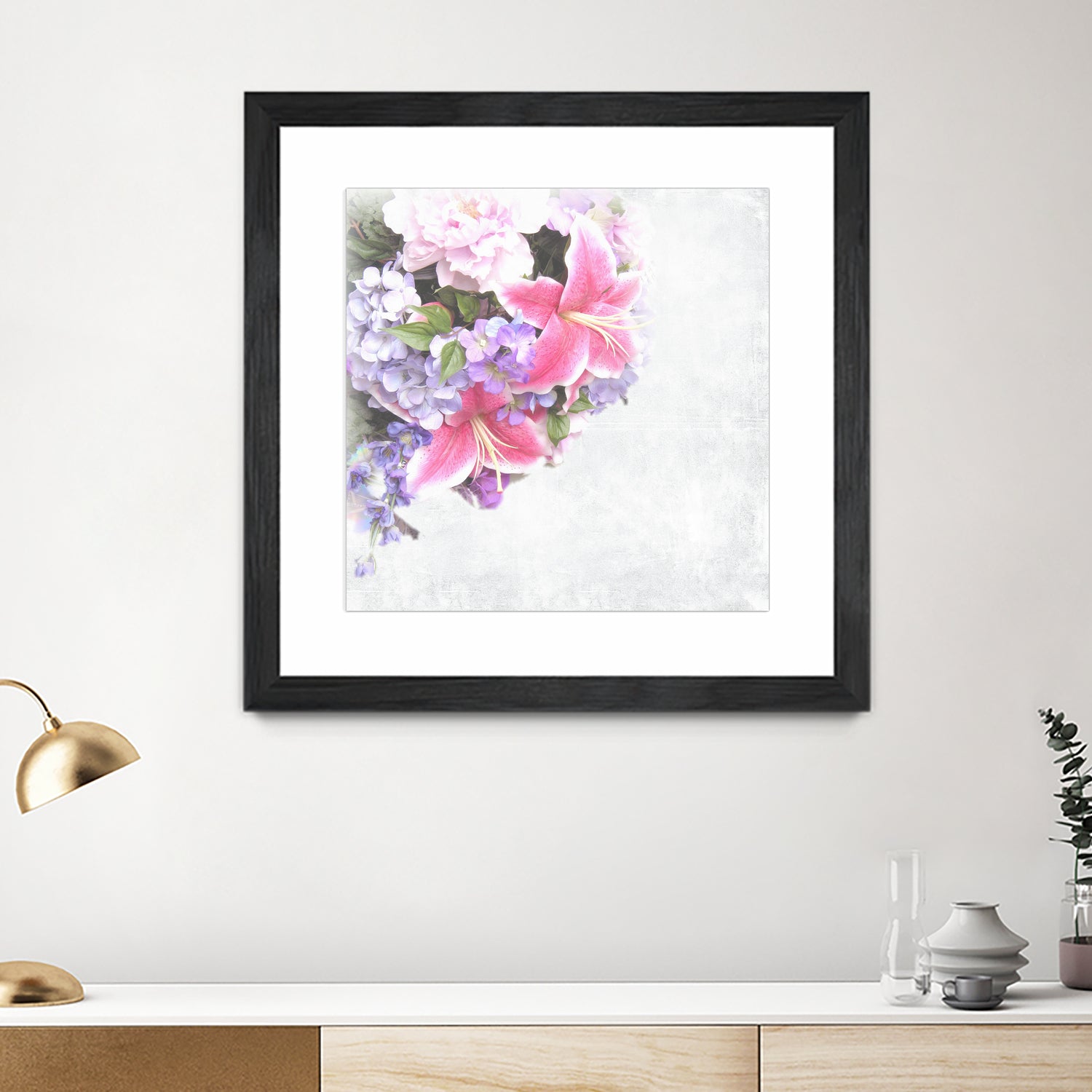 Vintage Flowers Lily by Sven Herkenrath on GIANT ART - pink mixed media