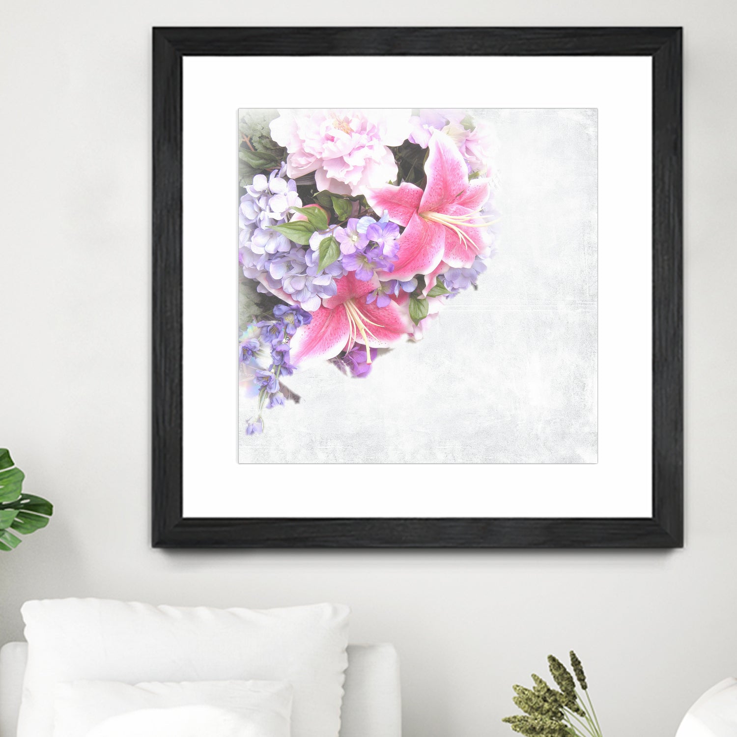 Vintage Flowers Lily by Sven Herkenrath on GIANT ART - pink mixed media