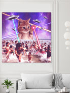 cat invader from space galaxy marsians by Damian Augustyniak on GIANT ART - white photo manipulation