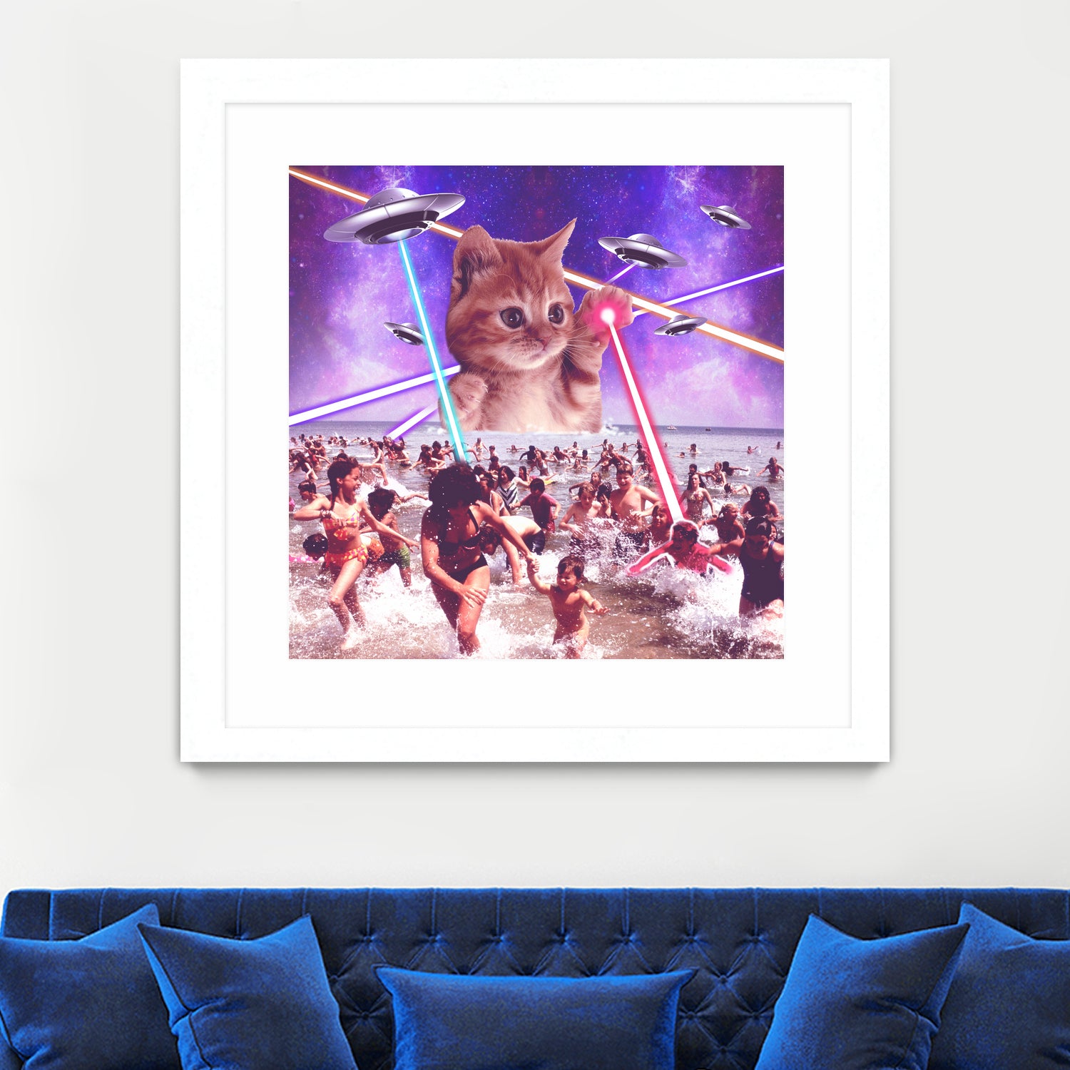 cat invader from space galaxy marsians by Damian Augustyniak on GIANT ART - white photo manipulation