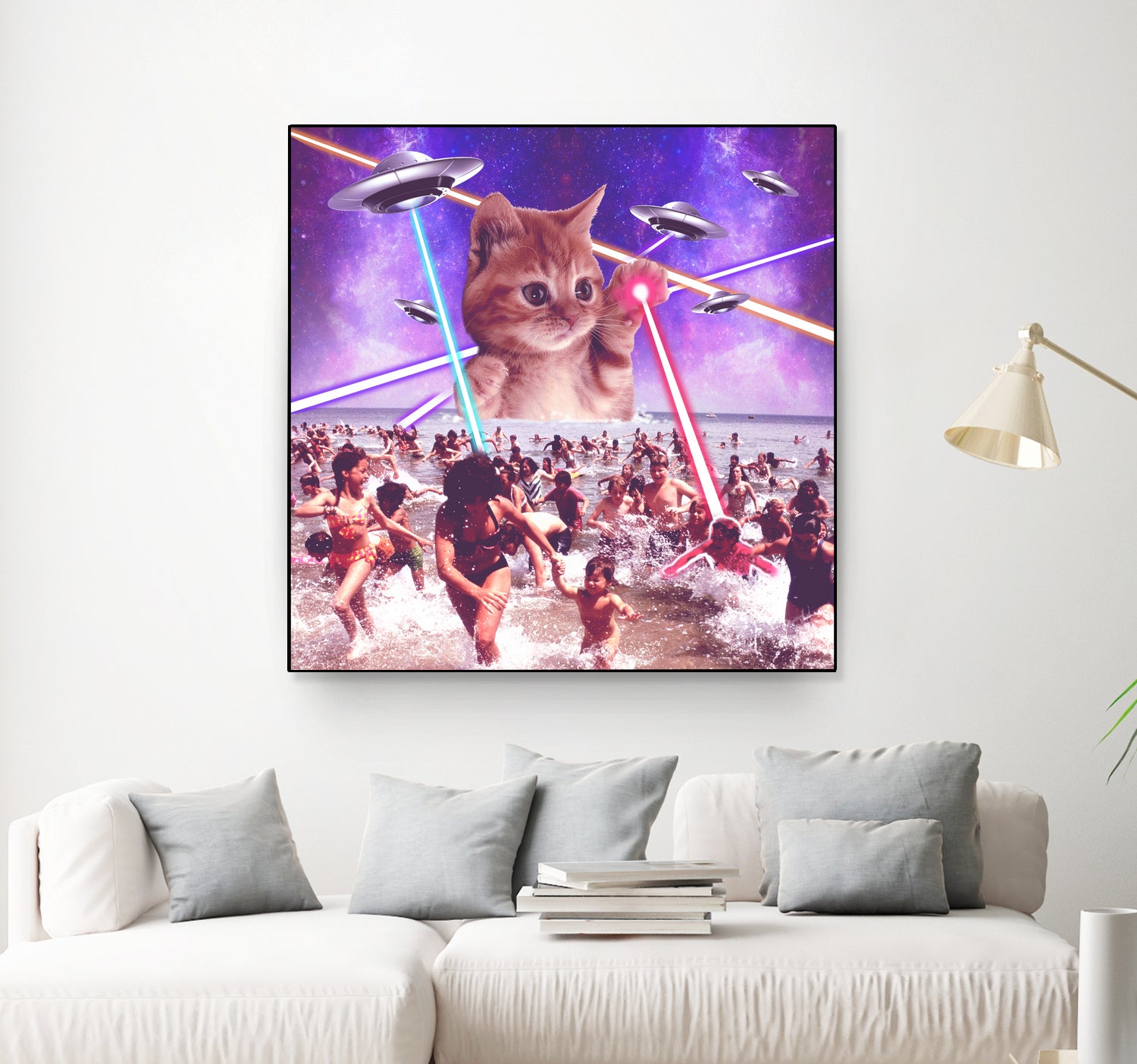 cat invader from space galaxy marsians by Damian Augustyniak on GIANT ART - white photo manipulation