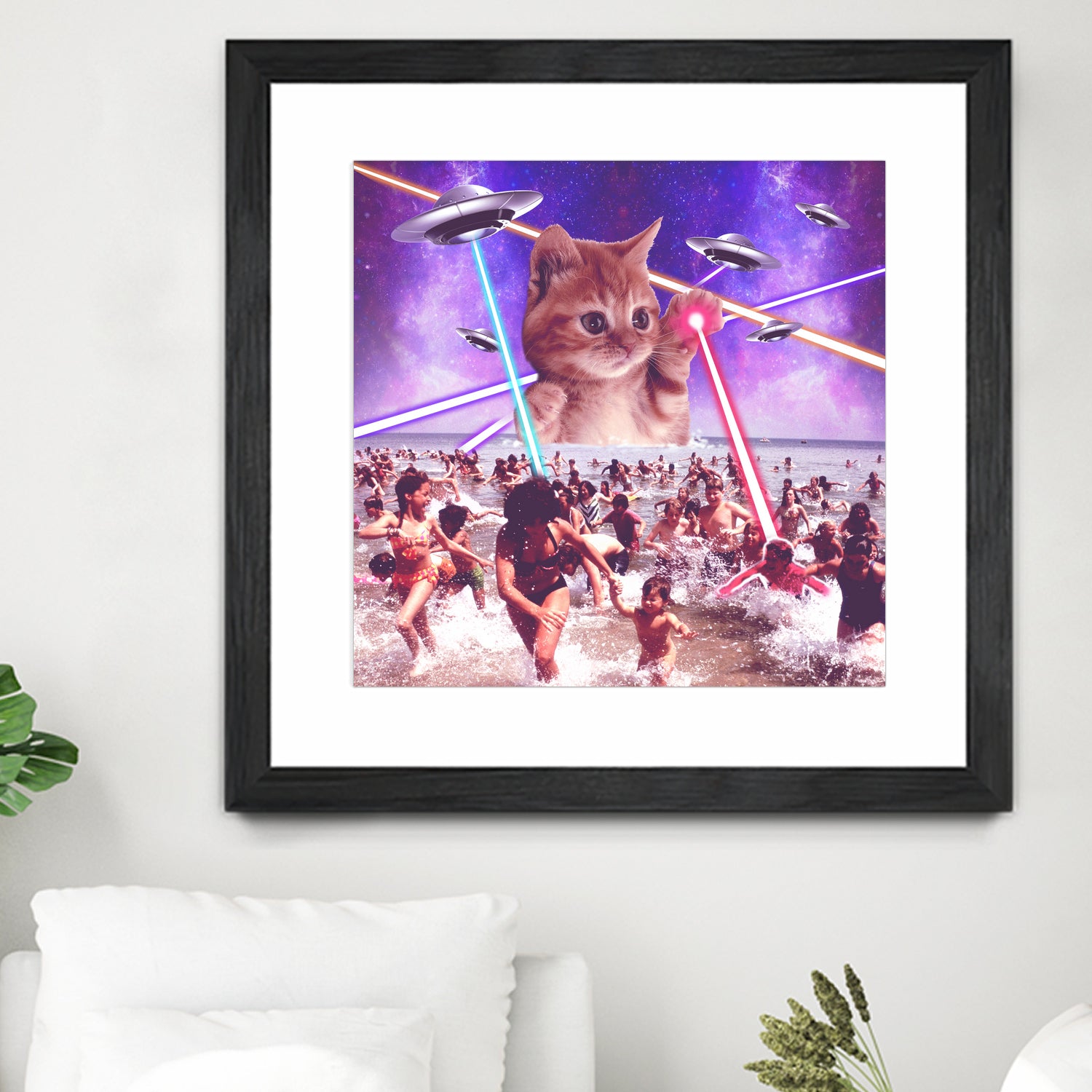 cat invader from space galaxy marsians by Damian Augustyniak on GIANT ART - white photo manipulation