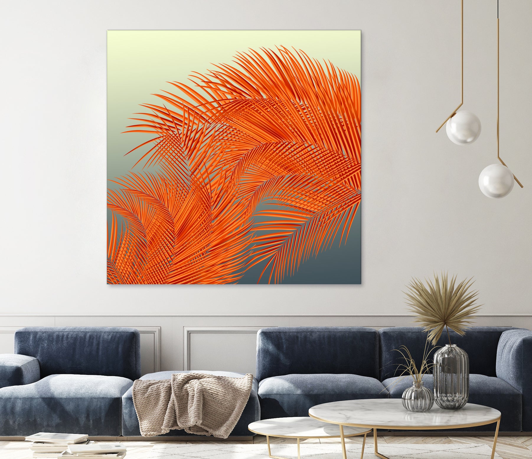 Summer Palm Leaves, Orange by Jiri Svetlik on GIANT ART - orange digital painting