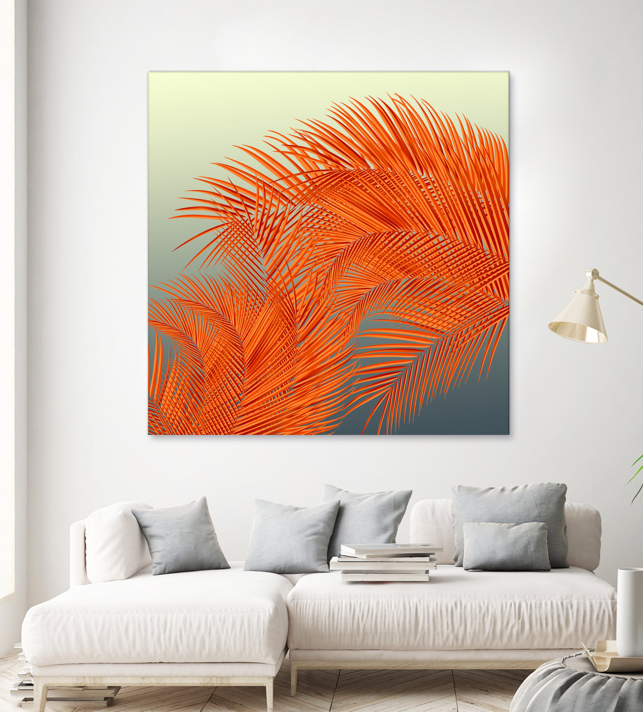 Summer Palm Leaves, Orange by Jiri Svetlik on GIANT ART - orange digital painting