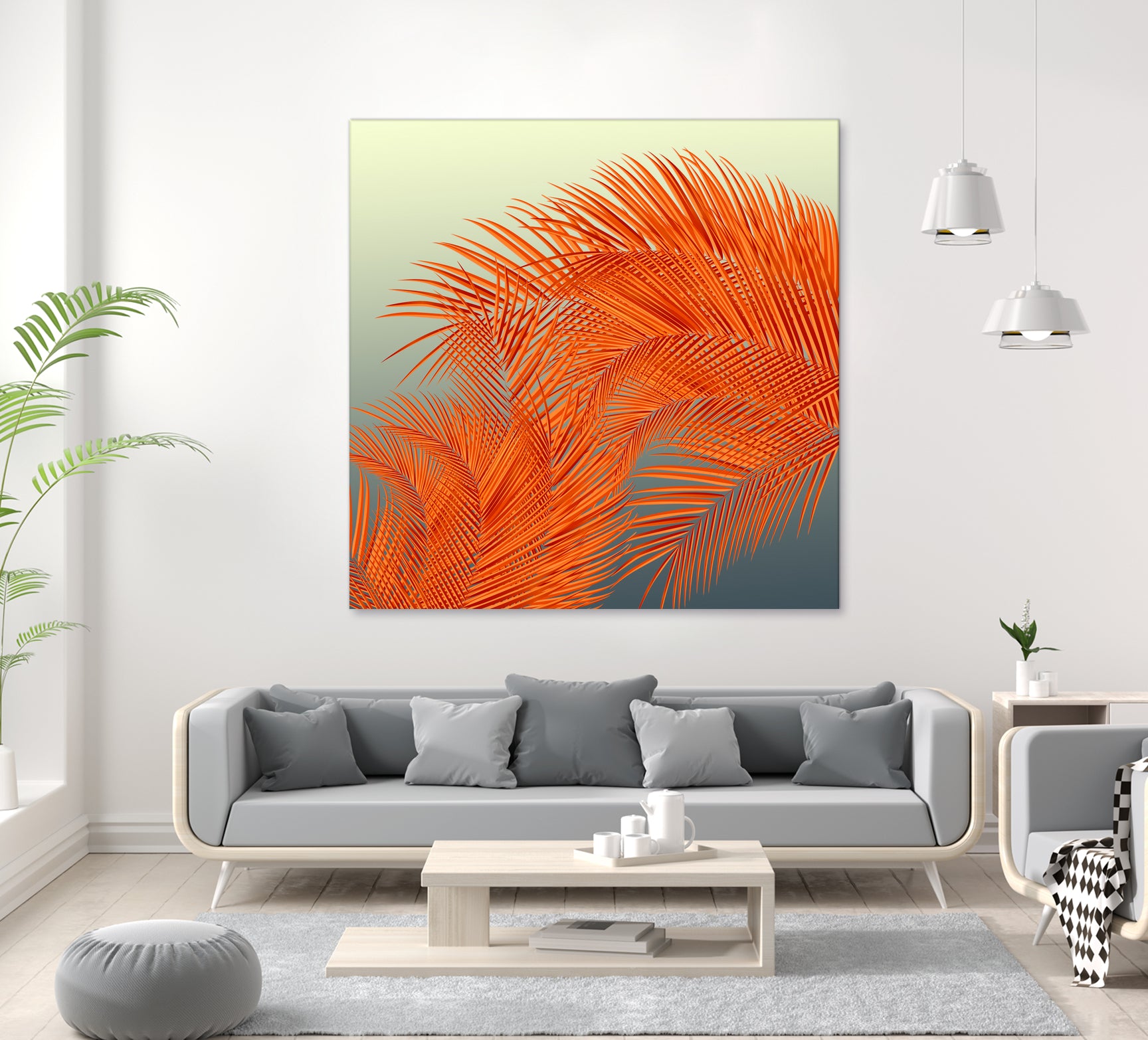 Summer Palm Leaves, Orange by Jiri Svetlik on GIANT ART - orange digital painting