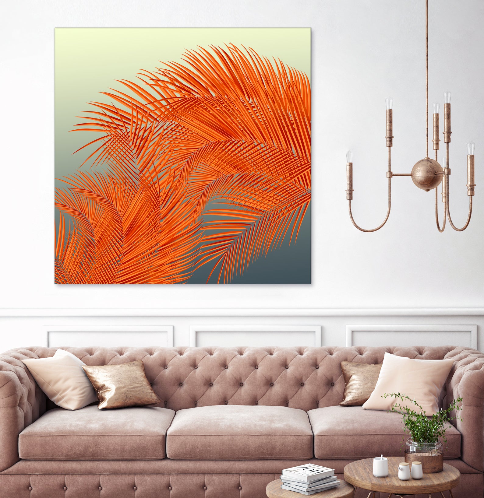 Summer Palm Leaves, Orange by Jiri Svetlik on GIANT ART - orange digital painting