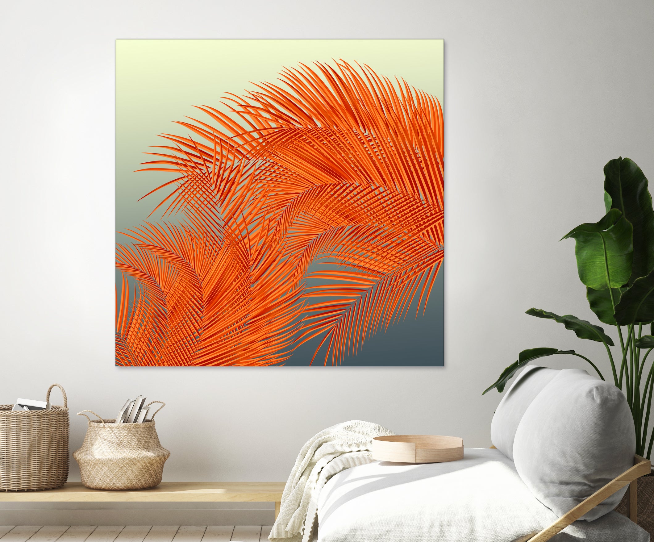 Summer Palm Leaves, Orange by Jiri Svetlik on GIANT ART - orange digital painting