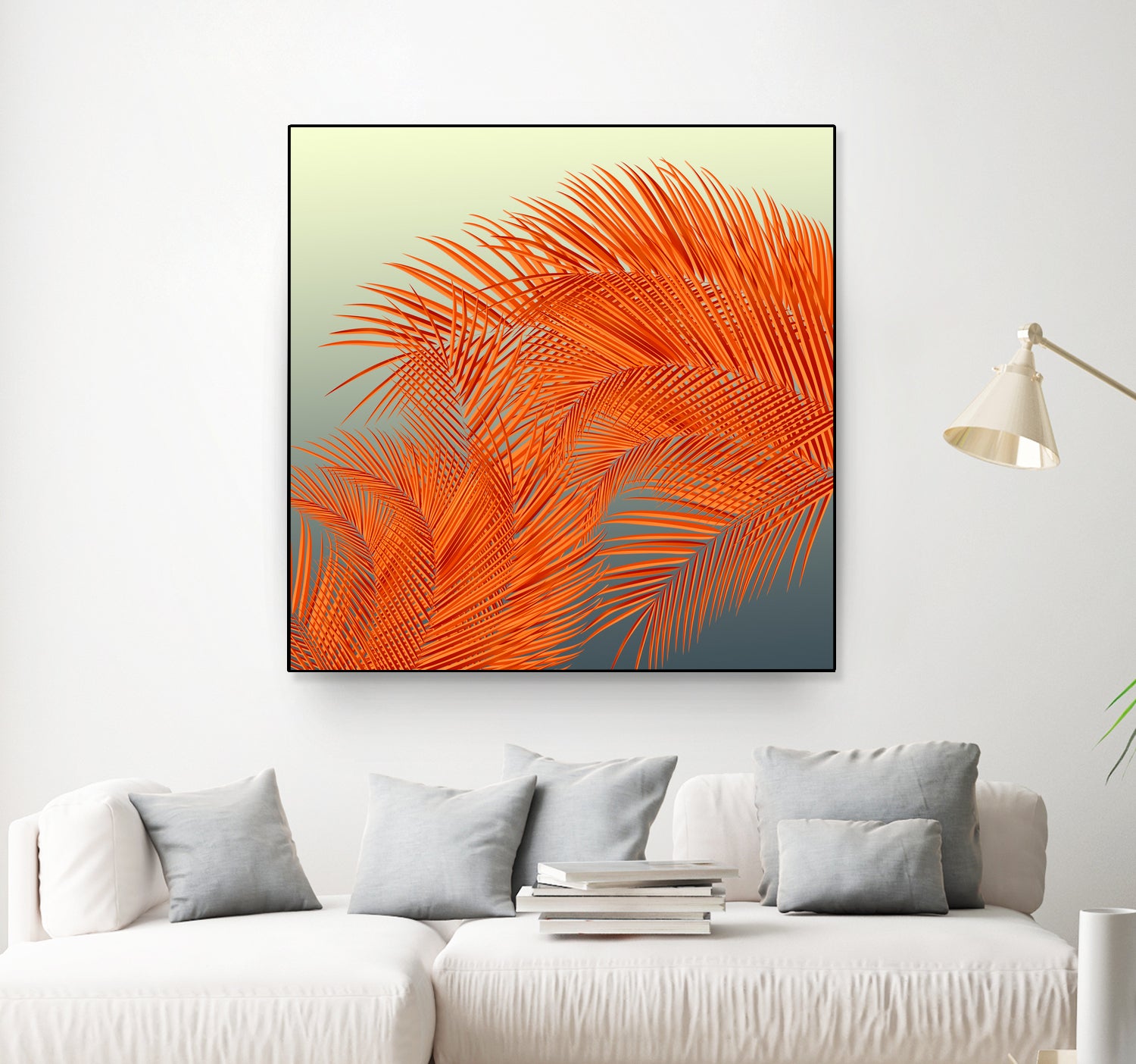 Summer Palm Leaves, Orange by Jiri Svetlik on GIANT ART - orange digital painting