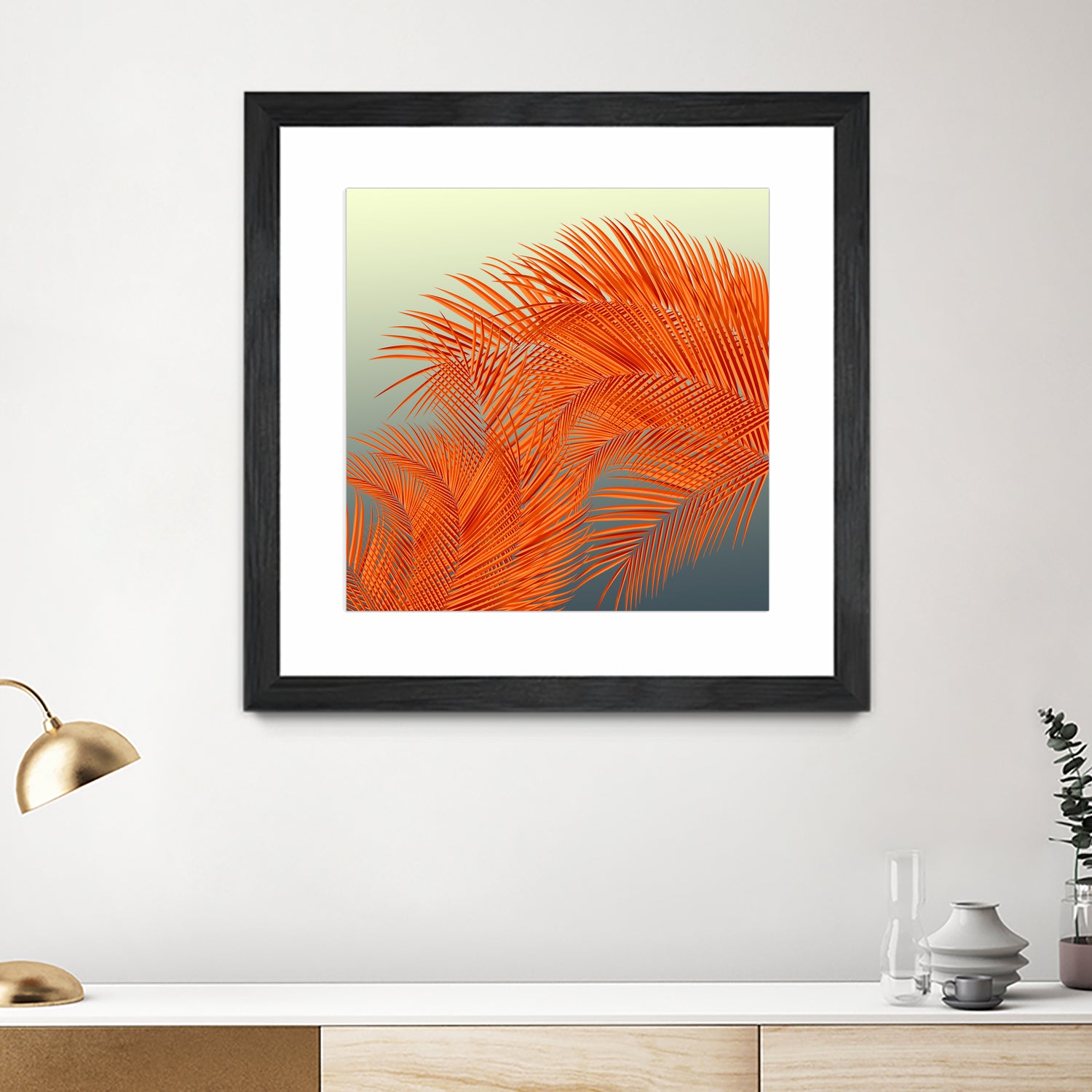 Summer Palm Leaves, Orange by Jiri Svetlik on GIANT ART - orange digital painting