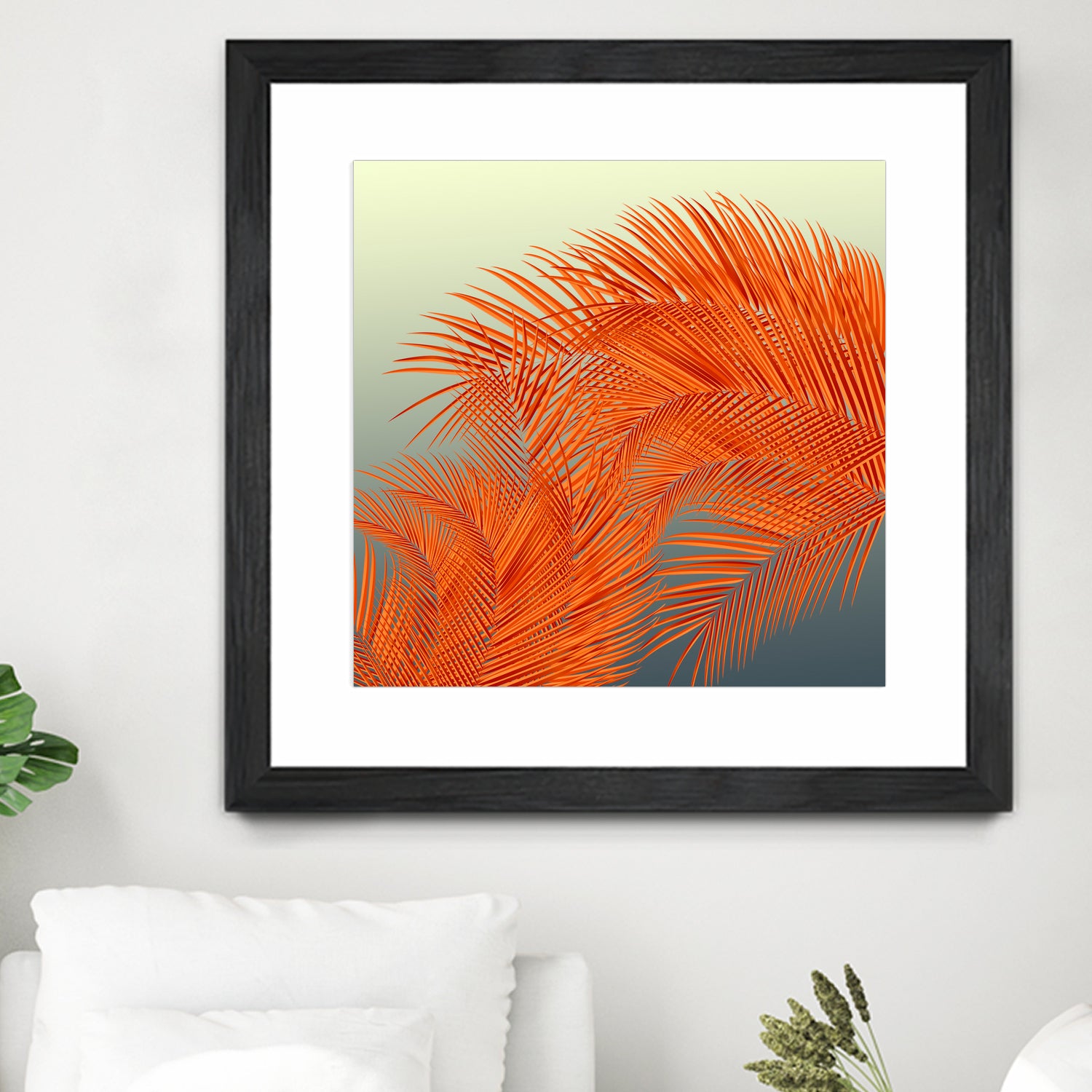 Summer Palm Leaves, Orange by Jiri Svetlik on GIANT ART - orange digital painting