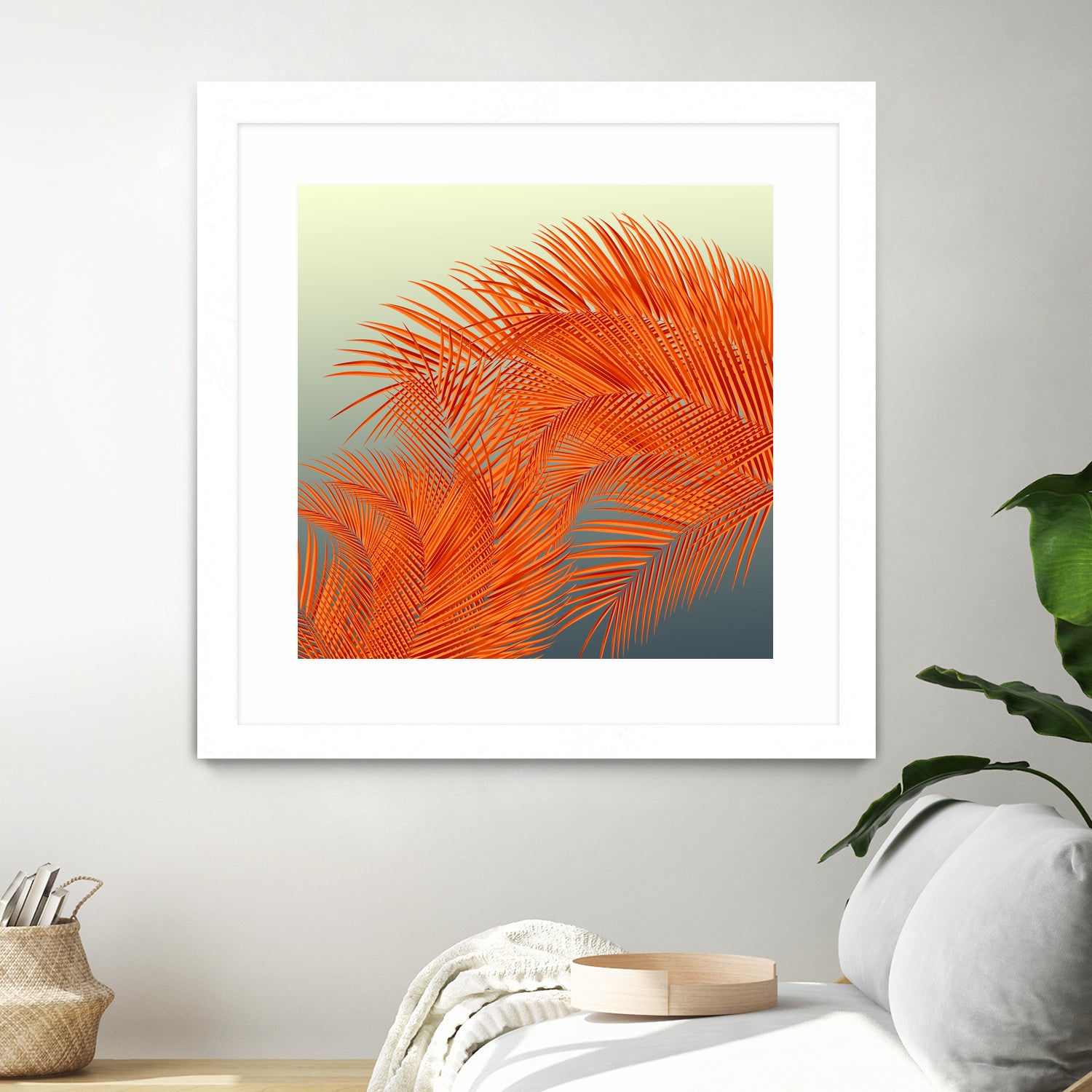 Summer Palm Leaves, Orange by Jiri Svetlik on GIANT ART - orange digital painting