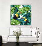 Toucans Tropical Banana Leaves Pattern by Brigitte Carre on GIANT ART - green digital painting