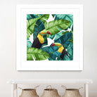 Toucans Tropical Banana Leaves Pattern by Brigitte Carre on GIANT ART - green digital painting