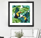 Toucans Tropical Banana Leaves Pattern by Brigitte Carre on GIANT ART - green digital painting