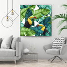 Toucans Tropical Banana Leaves Pattern by Brigitte Carre on GIANT ART - green digital painting