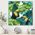 Toucans Tropical Banana Leaves Pattern by Brigitte Carre on GIANT ART - green digital painting