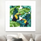 Toucans Tropical Banana Leaves Pattern by Brigitte Carre on GIANT ART - green digital painting