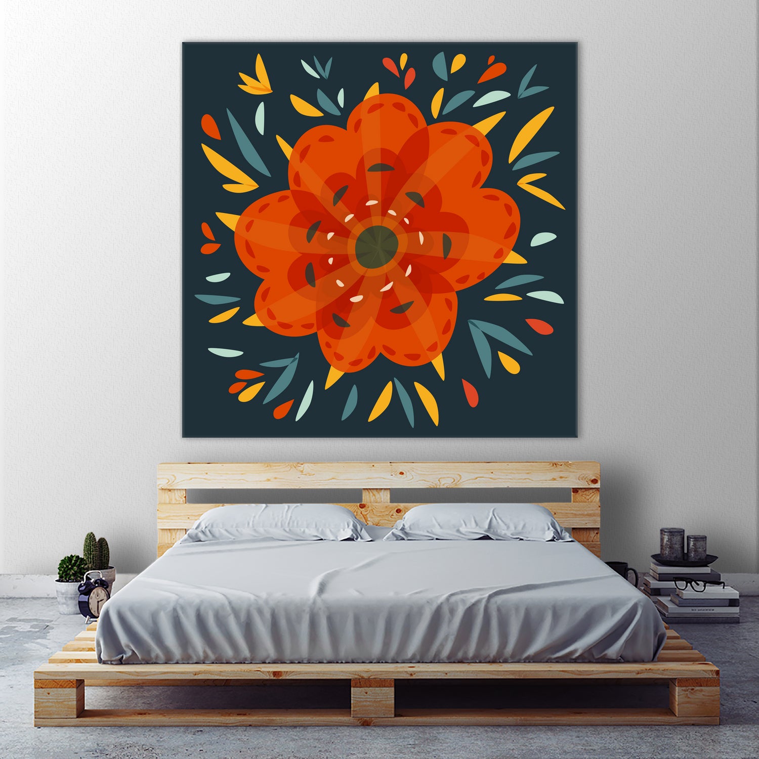 Whimsical Decorative Orange Flower by Boriana Giormova on GIANT ART - orange digital drawing