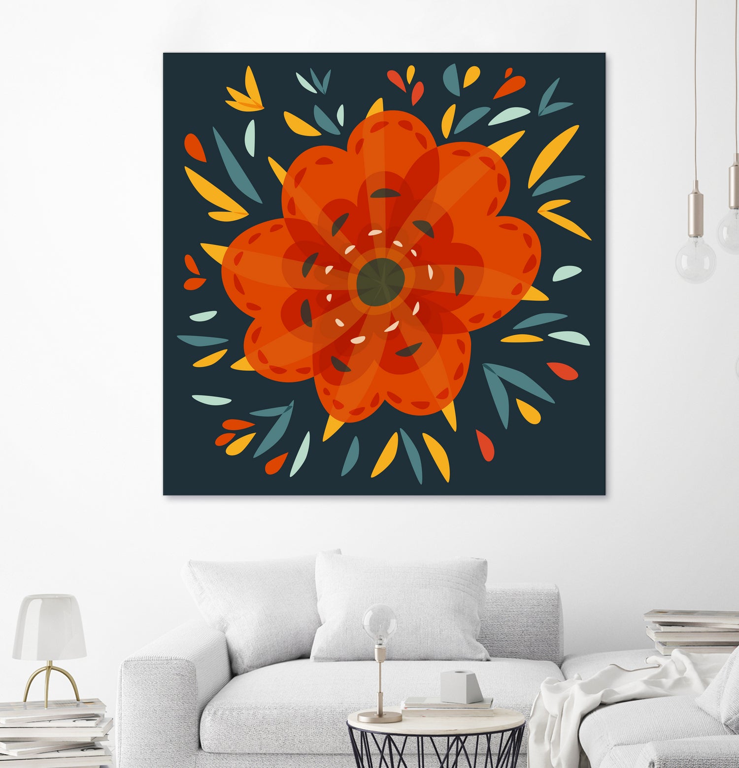 Whimsical Decorative Orange Flower by Boriana Giormova on GIANT ART - orange digital drawing