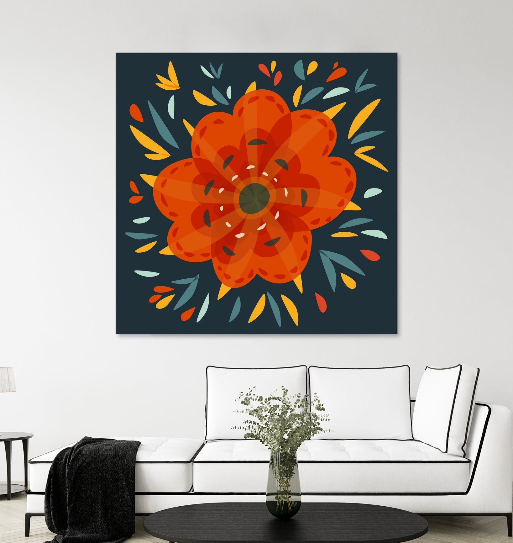 Whimsical Decorative Orange Flower by Boriana Giormova on GIANT ART - orange digital drawing