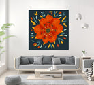 Whimsical Decorative Orange Flower by Boriana Giormova on GIANT ART - orange digital drawing