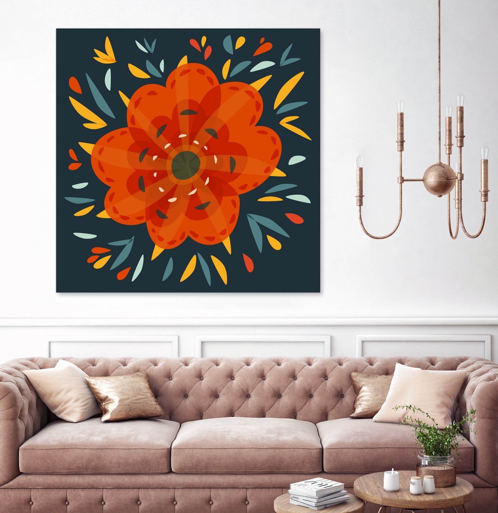 Whimsical Decorative Orange Flower by Boriana Giormova on GIANT ART - orange digital drawing