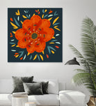 Whimsical Decorative Orange Flower by Boriana Giormova on GIANT ART - orange digital drawing