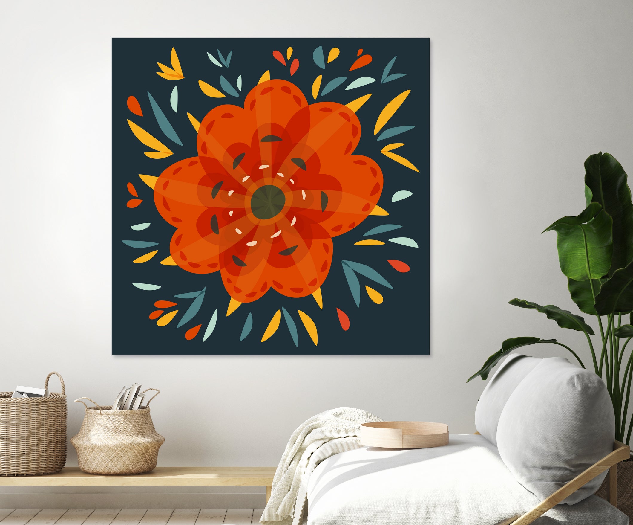 Whimsical Decorative Orange Flower by Boriana Giormova on GIANT ART - orange digital drawing