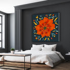 Whimsical Decorative Orange Flower by Boriana Giormova on GIANT ART - orange digital drawing